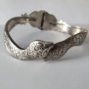 Pewter Snake Reptile Hinge Cuff Bracelet